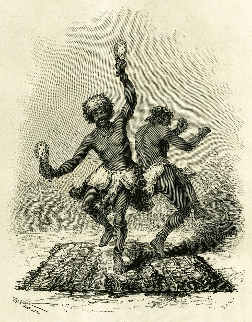 De profetische dans, vooral voor de Masoupias-stam, duurt de hele dag, begeleid door drums, liederen en handgeklap, de twee dansers voeren hun dans uit tot volledige uitputting, en wanneer ze bewusteloos neervallen, laten ze de noodlottige woorden van een  door Theodore Weber