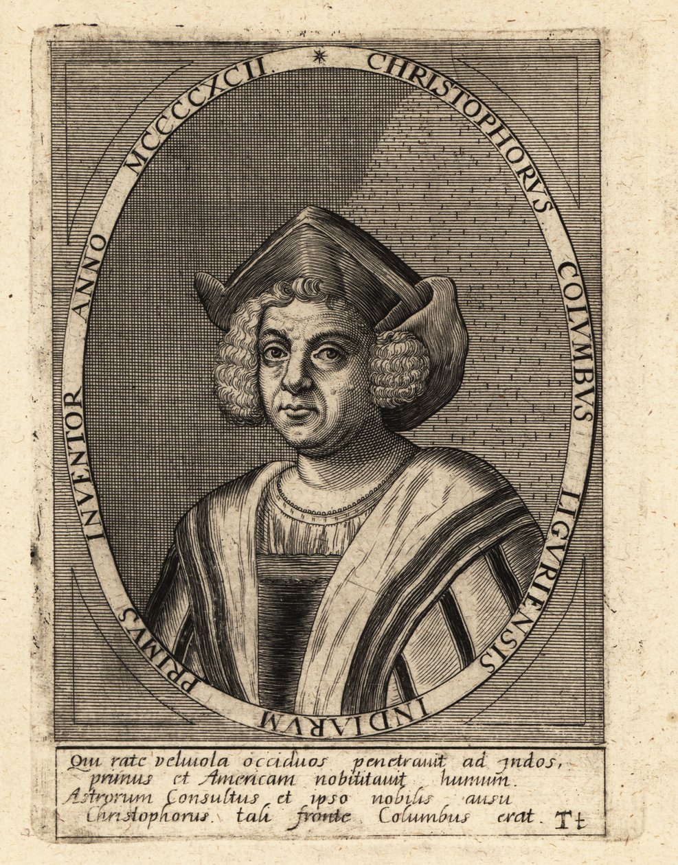 Christoffel Columbus door Theodore de Bry