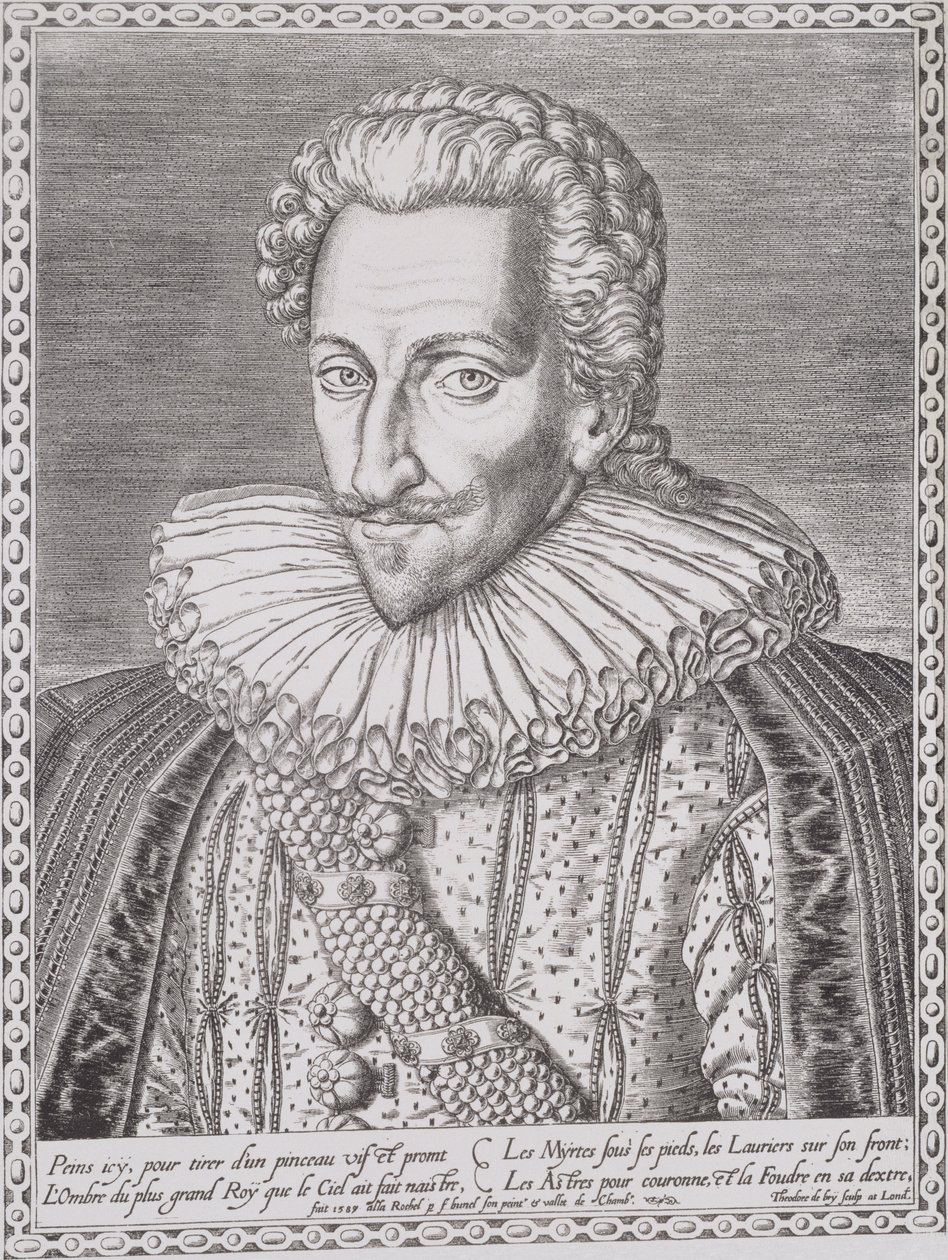 Henri IV (1553-1610) als koning van Navarra, 1589 door Theodore de Bry