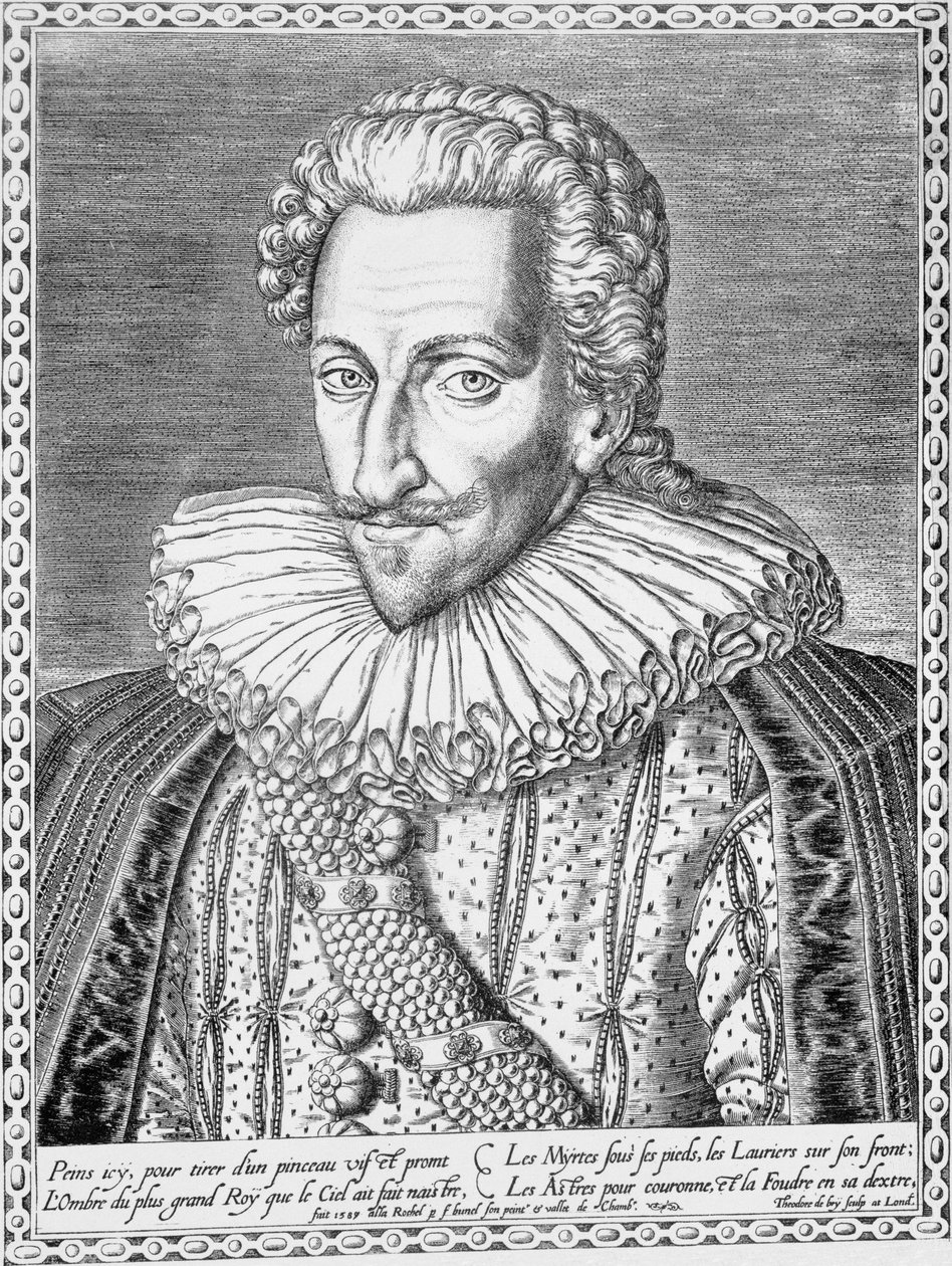 Hendrik IV van Frankrijk als koning van Navarra, 1589 door Theodore de Bry