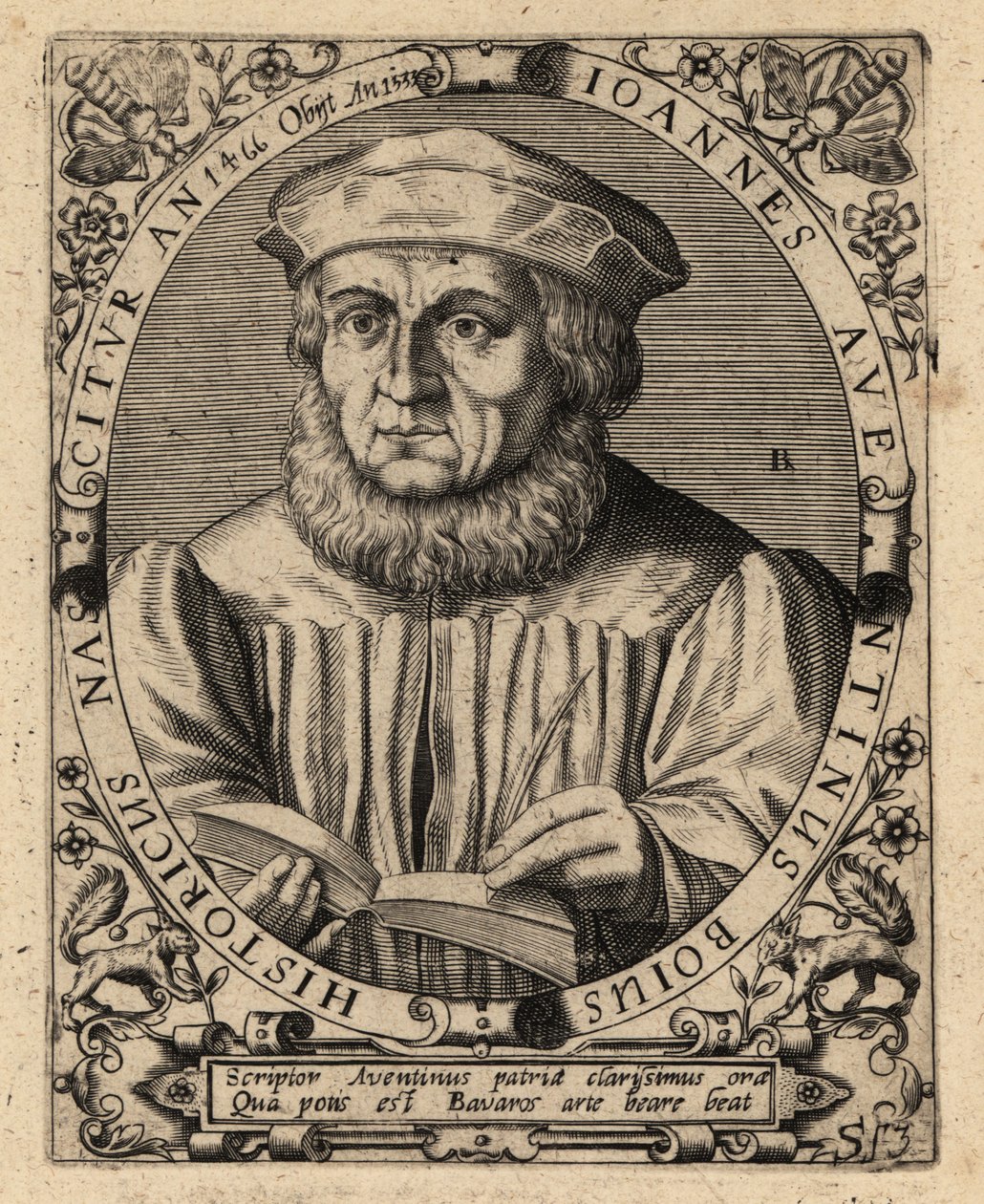 Johannes Aventinus, Beierse historicus door Theodore de Bry