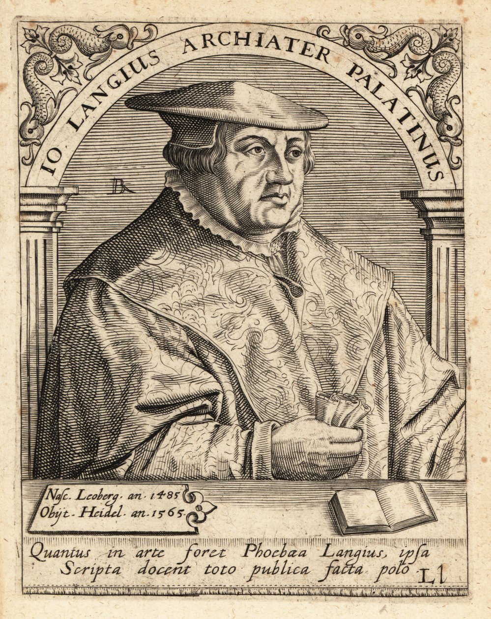 Johannes Lange, Duitse arts en chirurg door Theodore de Bry