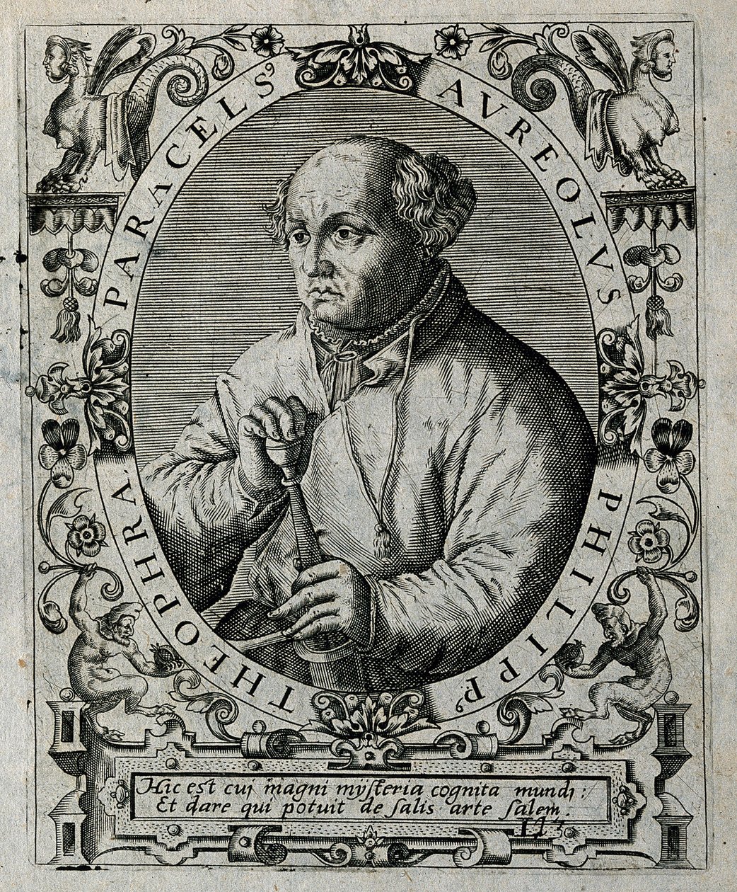 Philippus Theophrastus Aureolus Bombastus von Hohenheim Paracelsus, 1645 door Theodore de Bry