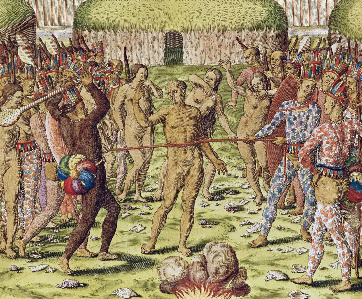 De executie van een vijand door de Topinambous-indianen, 1562 door Theodore de Bry