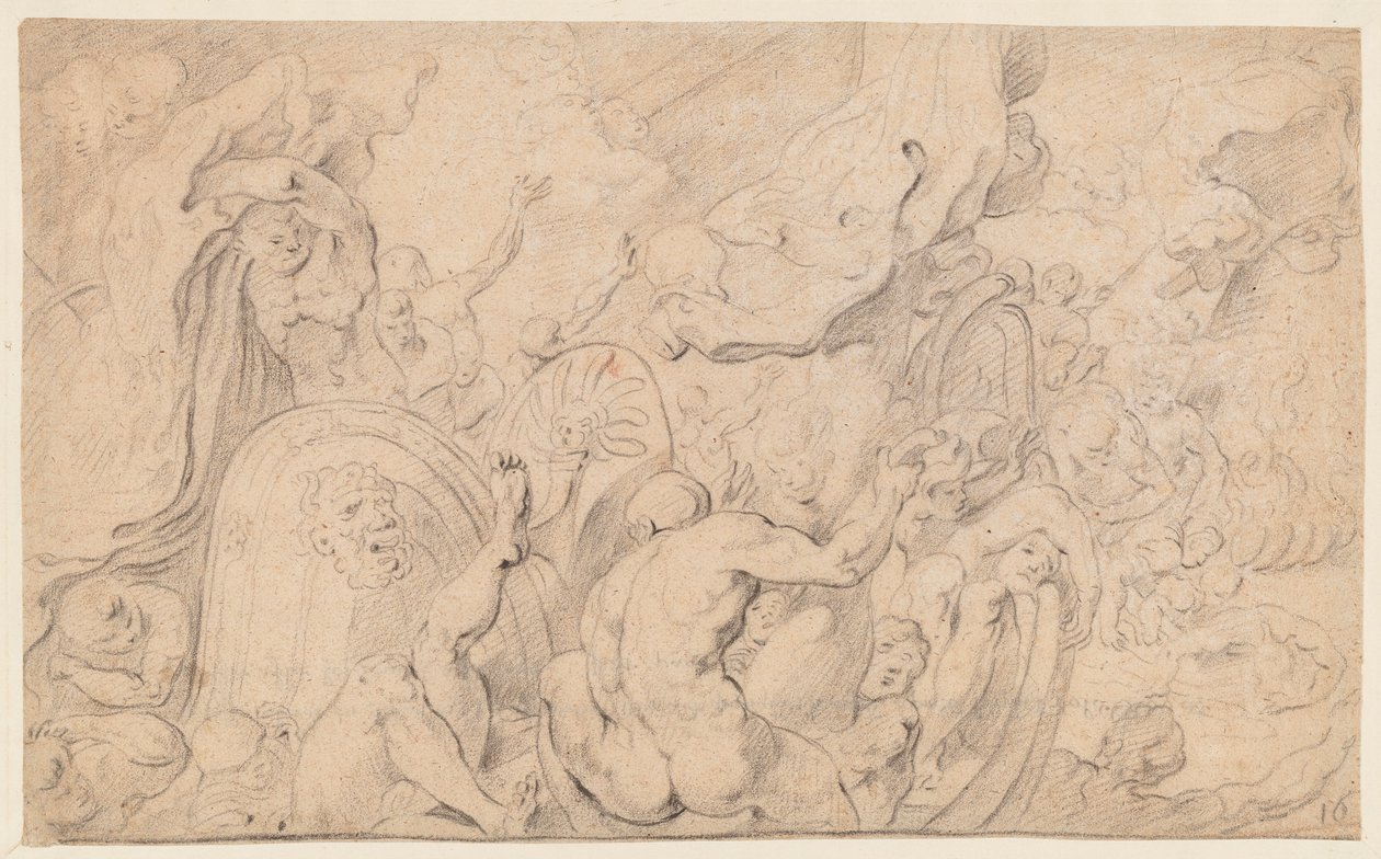 De metgezellen van Odysseus openen de zak met winden door Theodore van Thulden