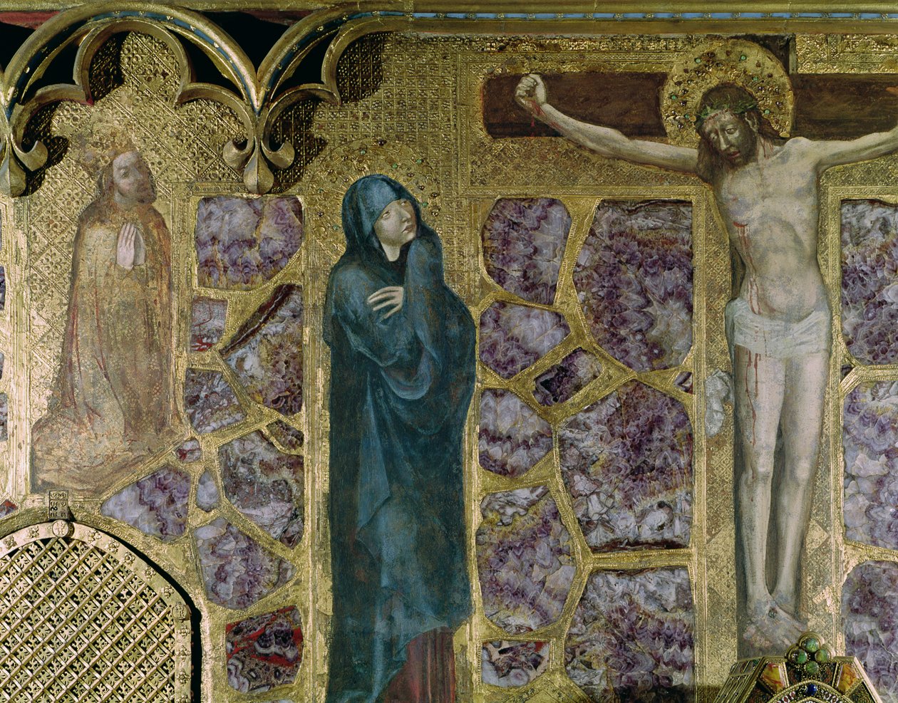 Karel IV (1316-78) in gebed, de Maagd en Christus van het Kruis, uit de St. Wenceslas Kapel door Theodoricus of Prague