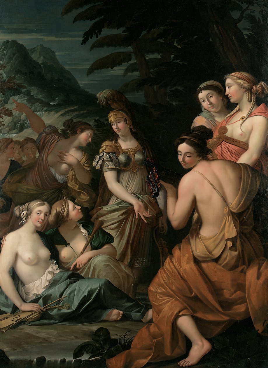 Minerva en de Muzen op de Berg Helicon door Theodorus van der Schuer