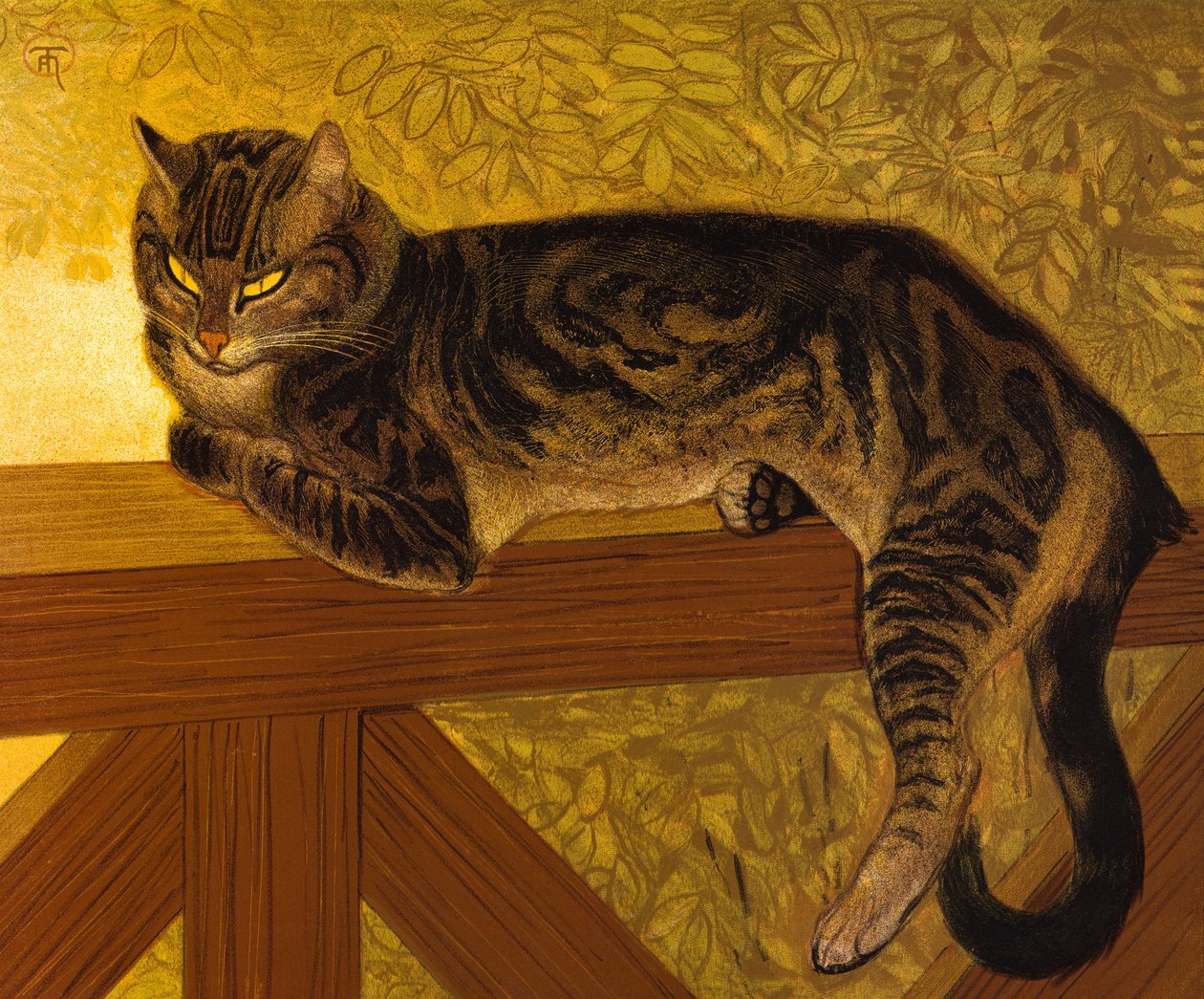 Zomer, kat op een balustrade, 1909 door Théophile Alexandre Steinlen
