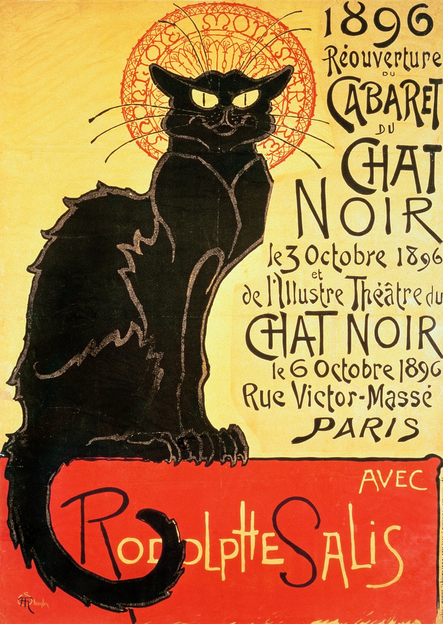 Heropening van het Chat Noir Cabaret, 1896 door Théophile Alexandre Steinlen