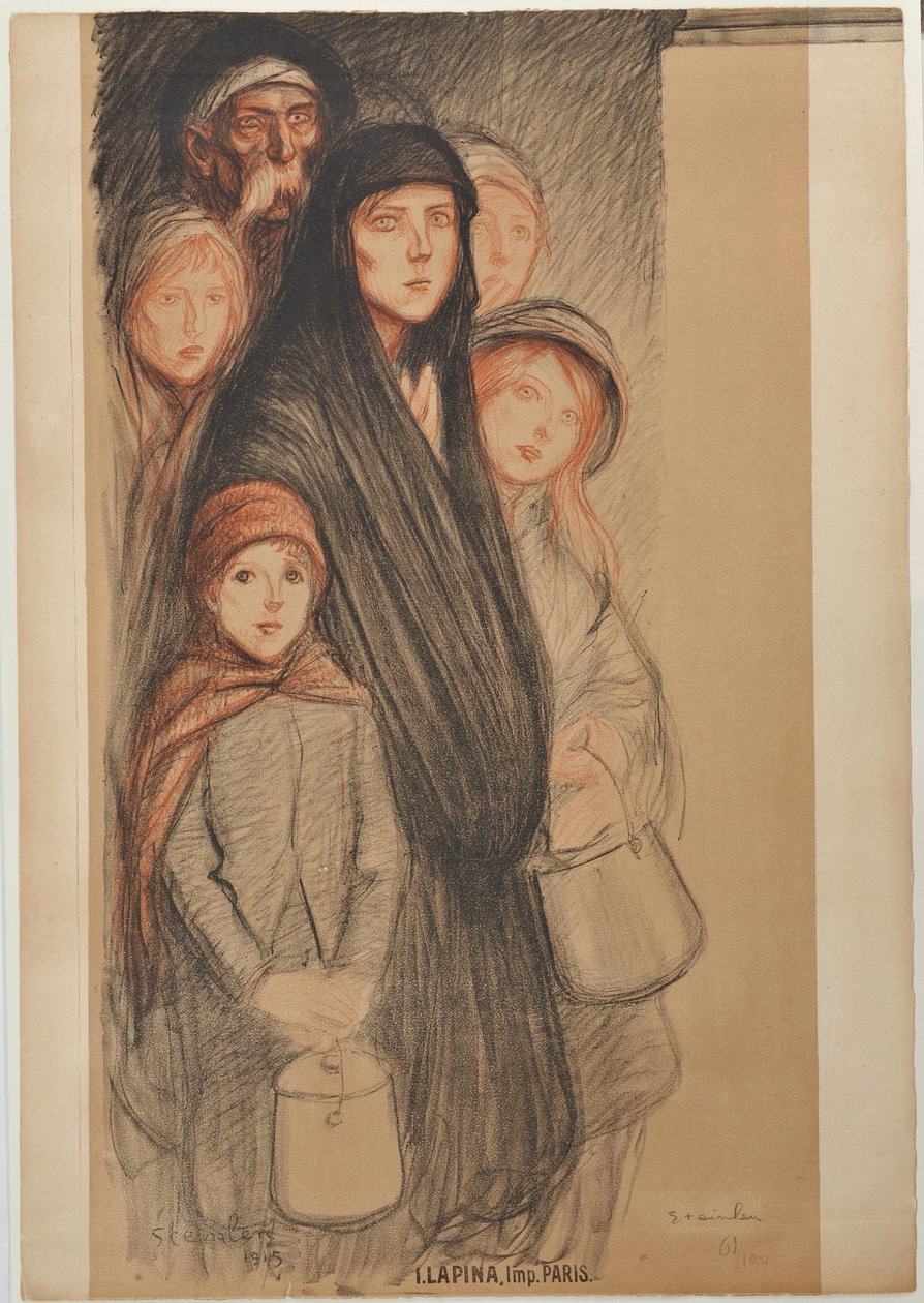 In België hebben de Belgen honger, 1915 door Théophile Alexandre Steinlen