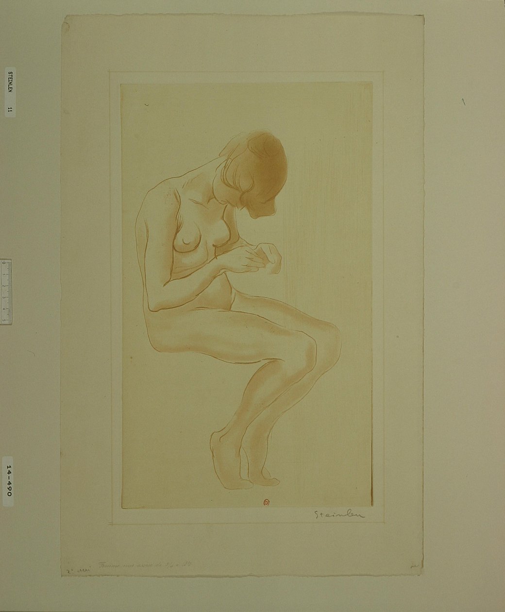 [Vrouw die haar nagels doet (6e groot naakt)] door Théophile Alexandre Steinlen