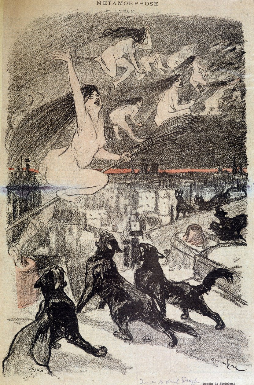 Metamorfose van katten in heksen - door Steinlen door Théophile Alexandre Steinlen