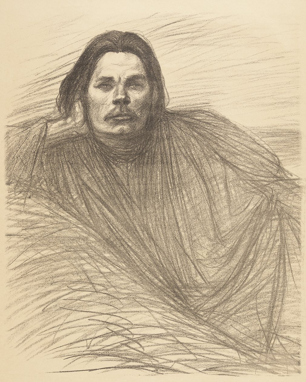 Portret van Maksim Gorki, liggend door Théophile Alexandre Steinlen
