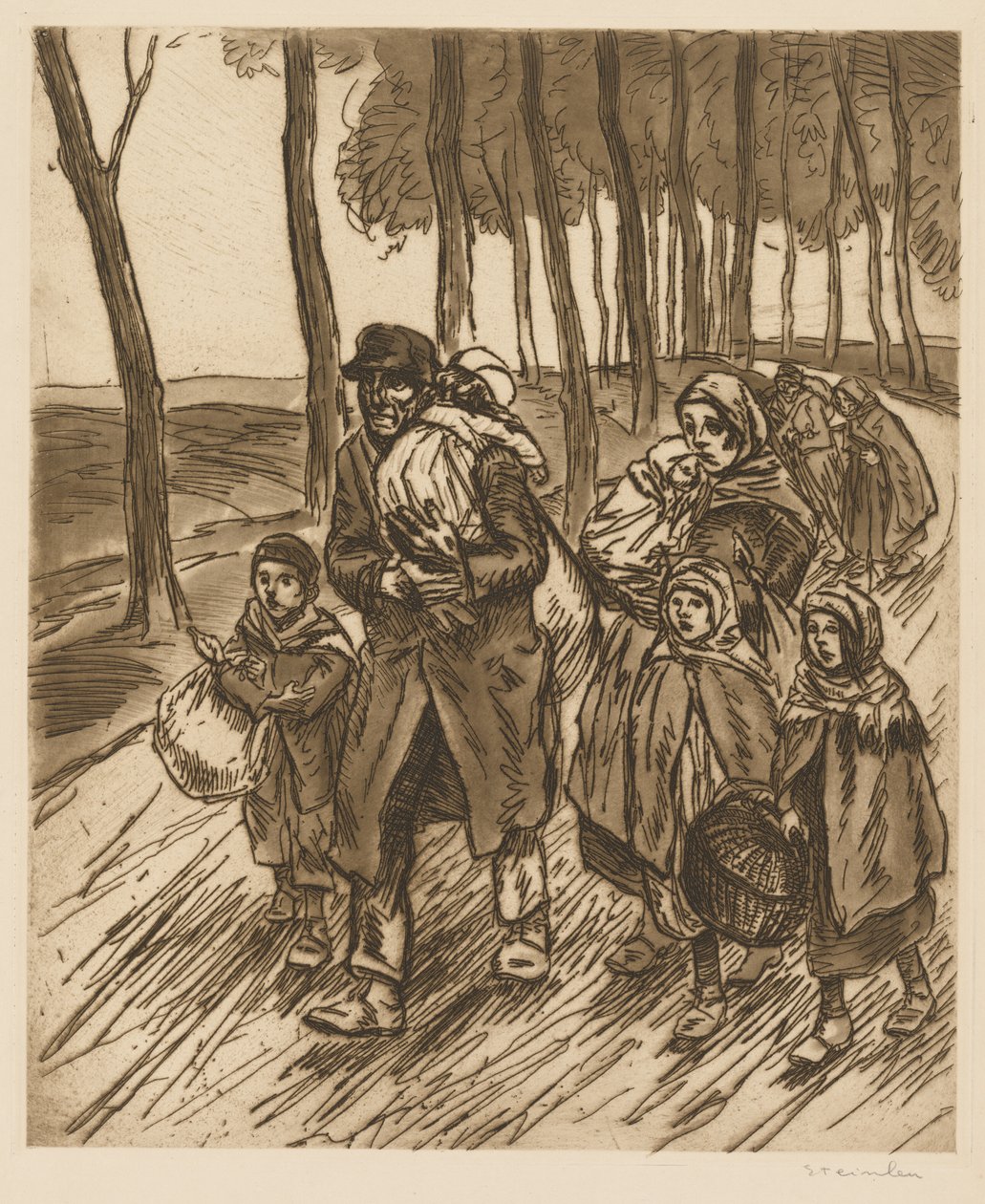 Vluchtelingengezin door Théophile Alexandre Steinlen