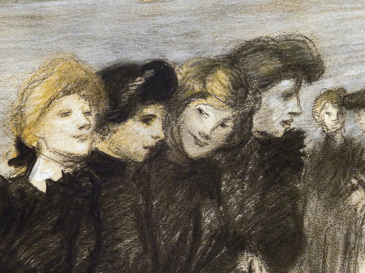 Het vertrek van de midinettes (detail) (voor 1907) door Théophile Alexandre Steinlen