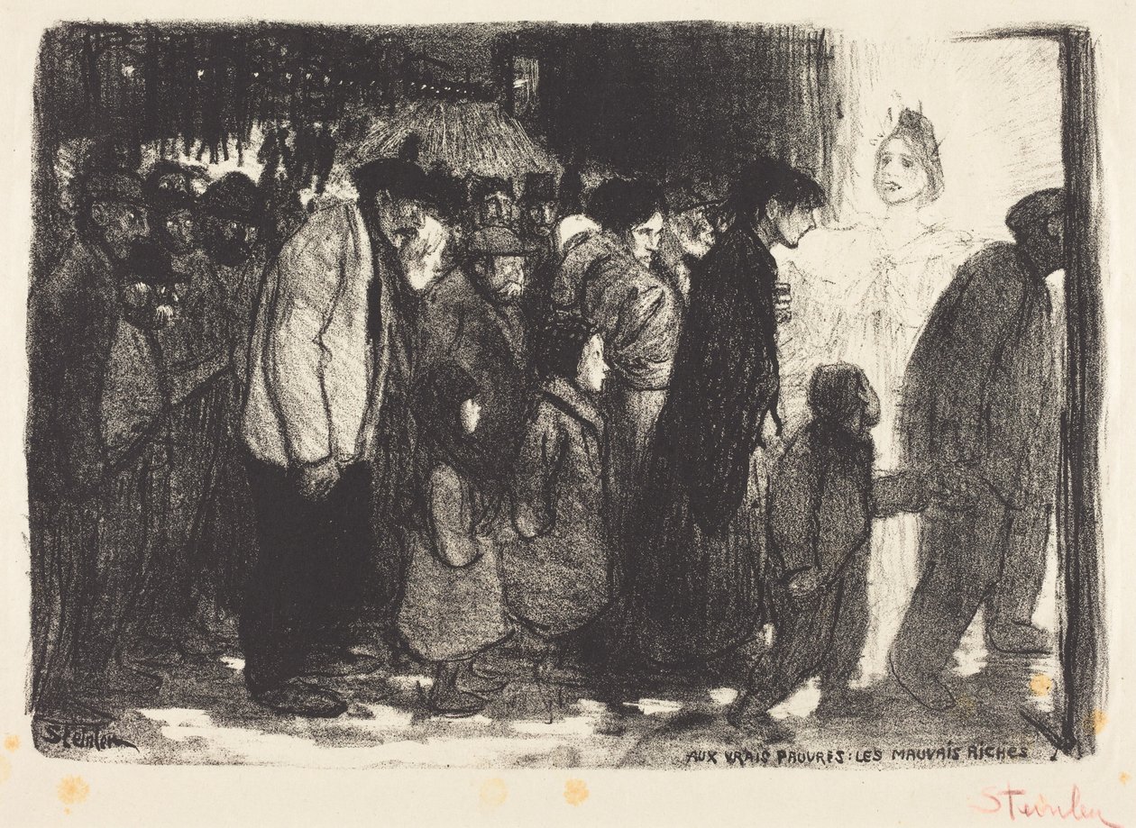 Aan de echte armen: De slechte rijken (Aux vrais pauvres: Les mauvais riches) door Théophile Alexandre Steinlen