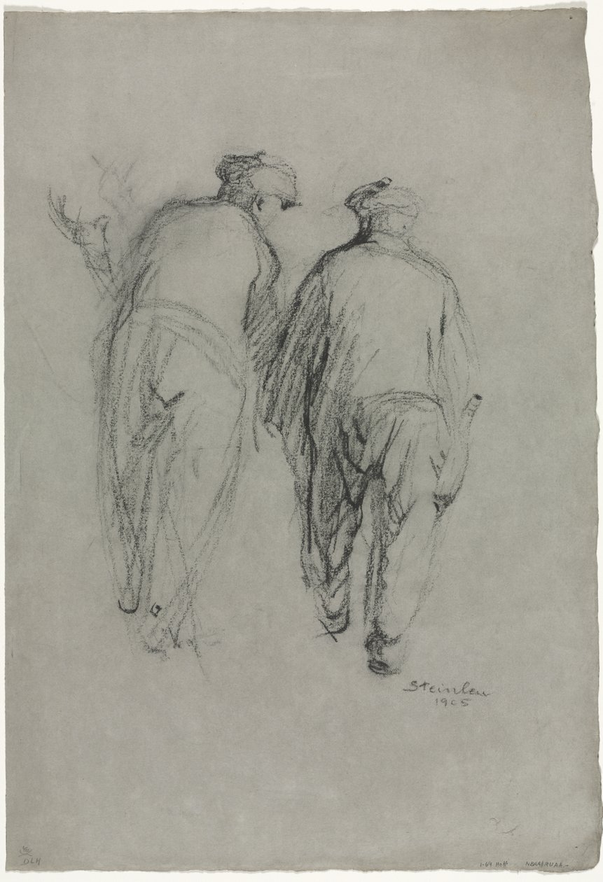Twee mannen aan het werk, achteraanzicht door Théophile Alexandre Steinlen