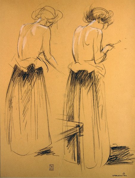 Twee studies van vrouwen van achteren gezien door Théophile Alexandre Steinlen