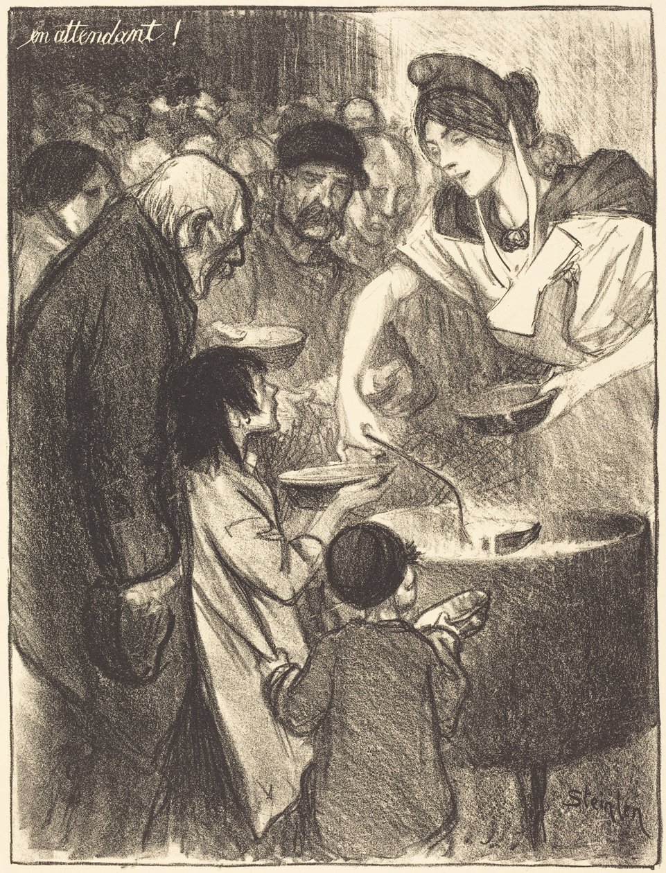 Wachten door Théophile Alexandre Steinlen