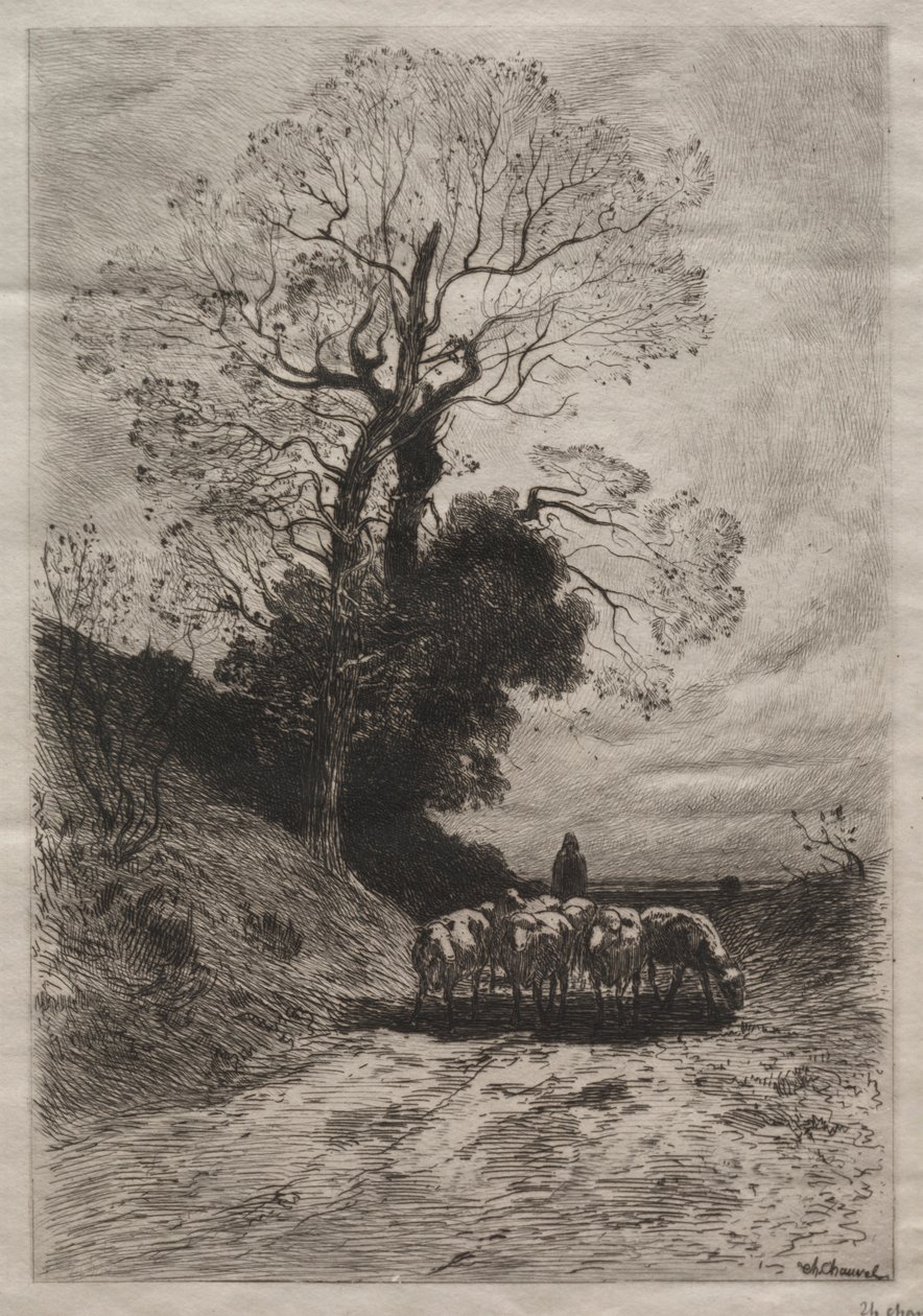 Terugkeer van de kudde, ca. 1870 door Theophile Narcisse Chauvel