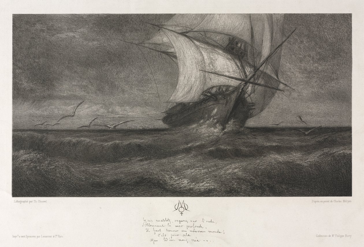 Het Spookschip, of Op de Golven, 1872 door Theophile Narcisse Chauvel