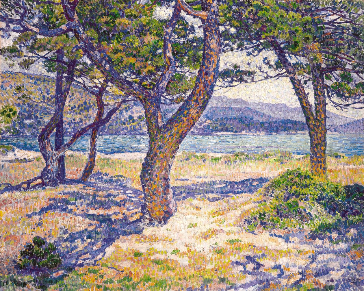 De Middellandse Zee bij Le Lavandou door Théo van Rysselberghe