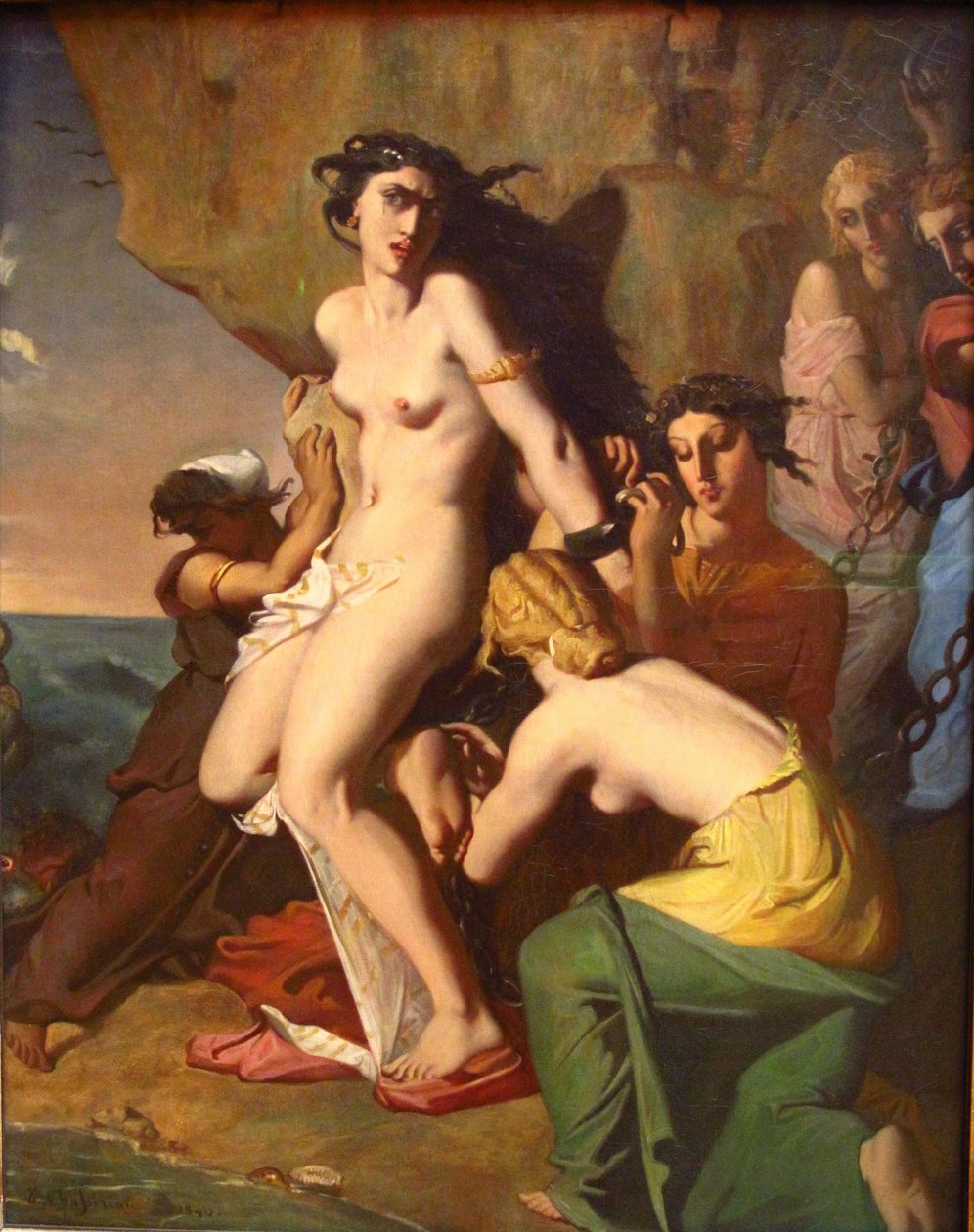 Andromeda geketend aan de rots door de Nereïden door Théodore Chassériau