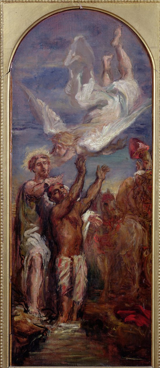 Studie voor St. Philip die de eunuch van de koningin van Ethiopië doopt door Théodore Chassériau