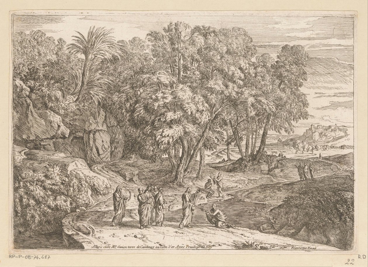 Arcadisch landschap met Christus en de Kananese vrouw door Théodore