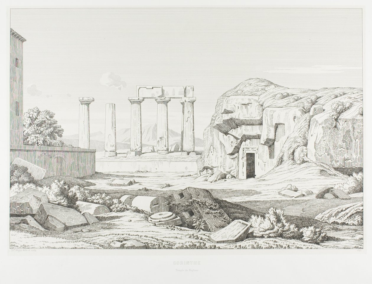 Korinthe: Tempel van Neptunus door Théodore Caruelle d