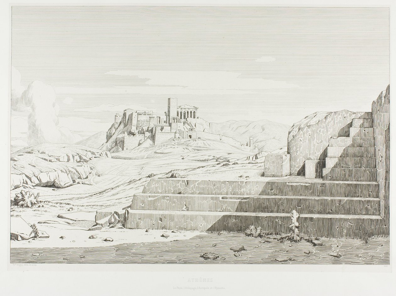 De Akropolis, Athene: De Pnyx, Areopagus, Akropolis en de berg Hymmettos door Théodore Caruelle d
