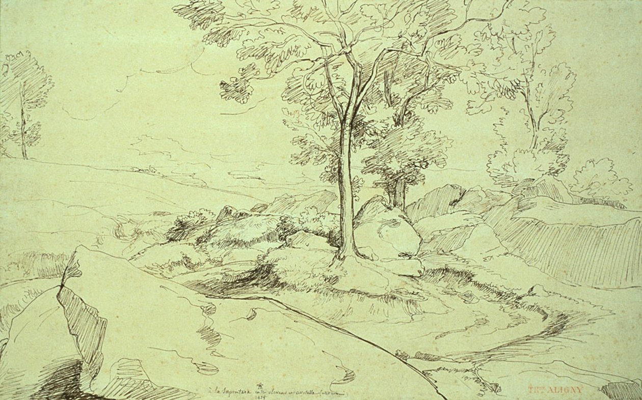 Uitzicht op de Serpentara tussen Olivano en Civitella door Théodore Caruelle d