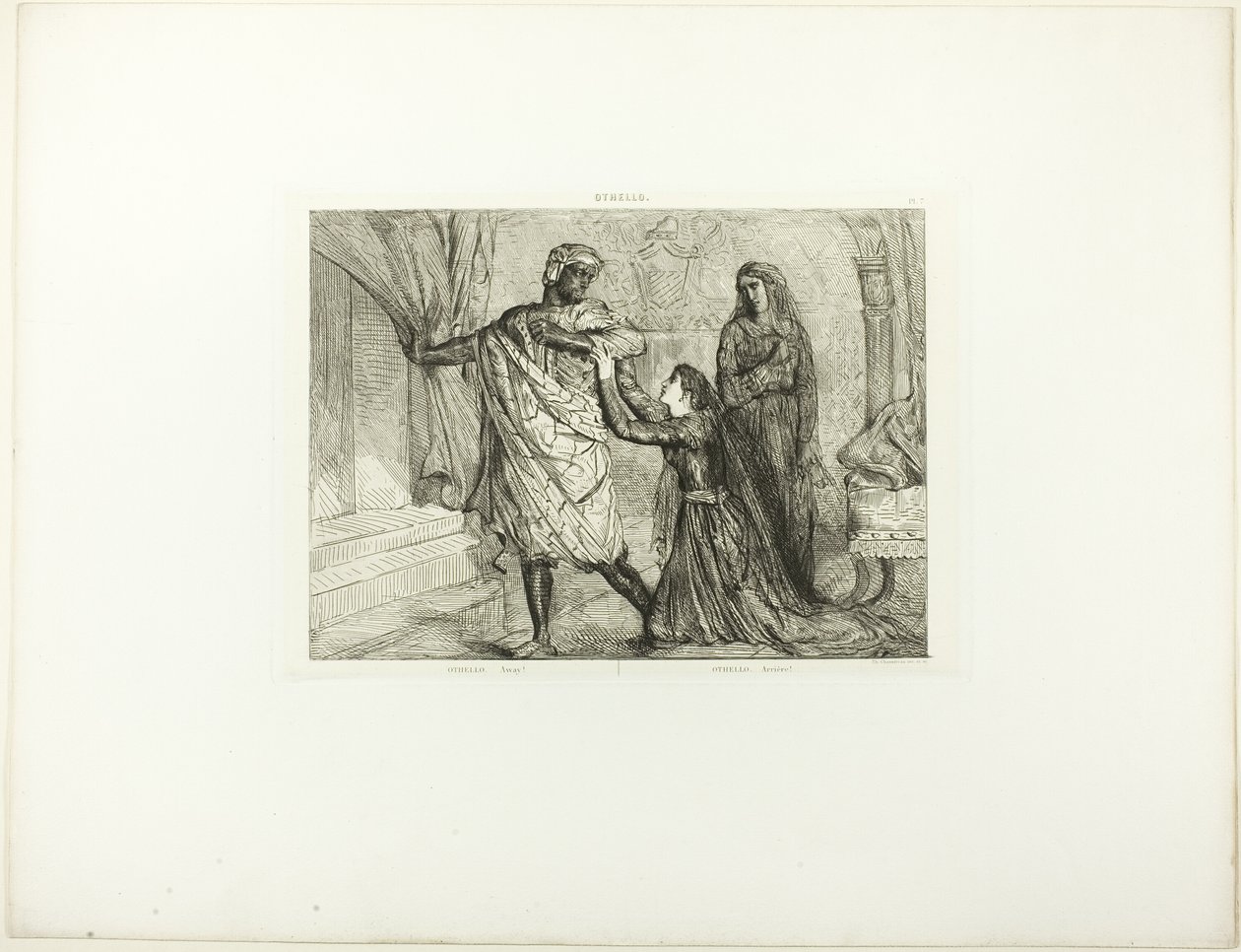 Weg!, plaat 7 (act 3, scène 4) uit Othello door Théodore Chassériau