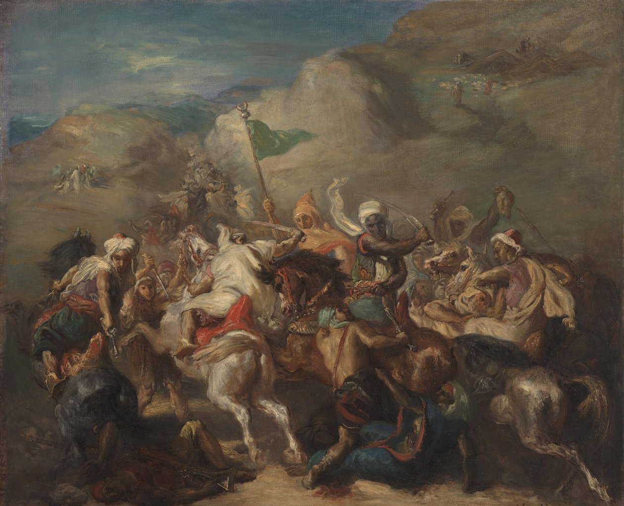 Strijd van Arabische ruiters rond een standaard door Théodore Chassériau