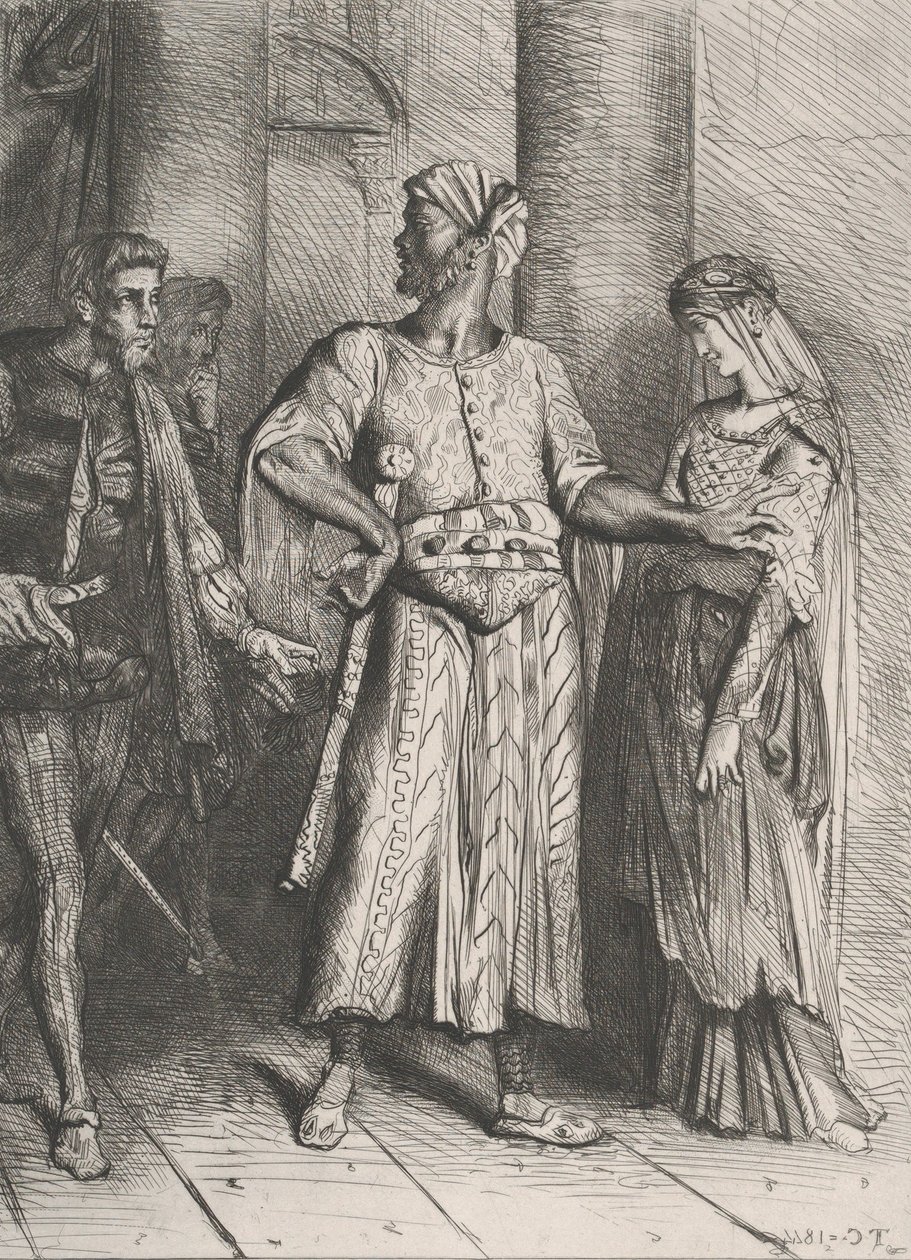 Eerlijke Iago, mijn Desdemona moet ik aan jou overlaten: plaat 4 uit Othello, geëtst 1844, herdrukt 1900 door Théodore Chassériau