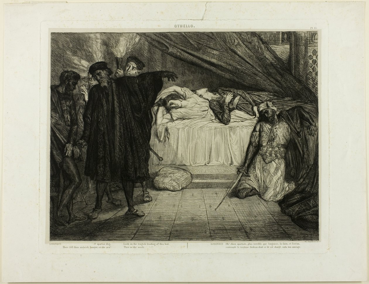 O Spartaanse hond, plaat vijftien uit Othello door Théodore Chassériau