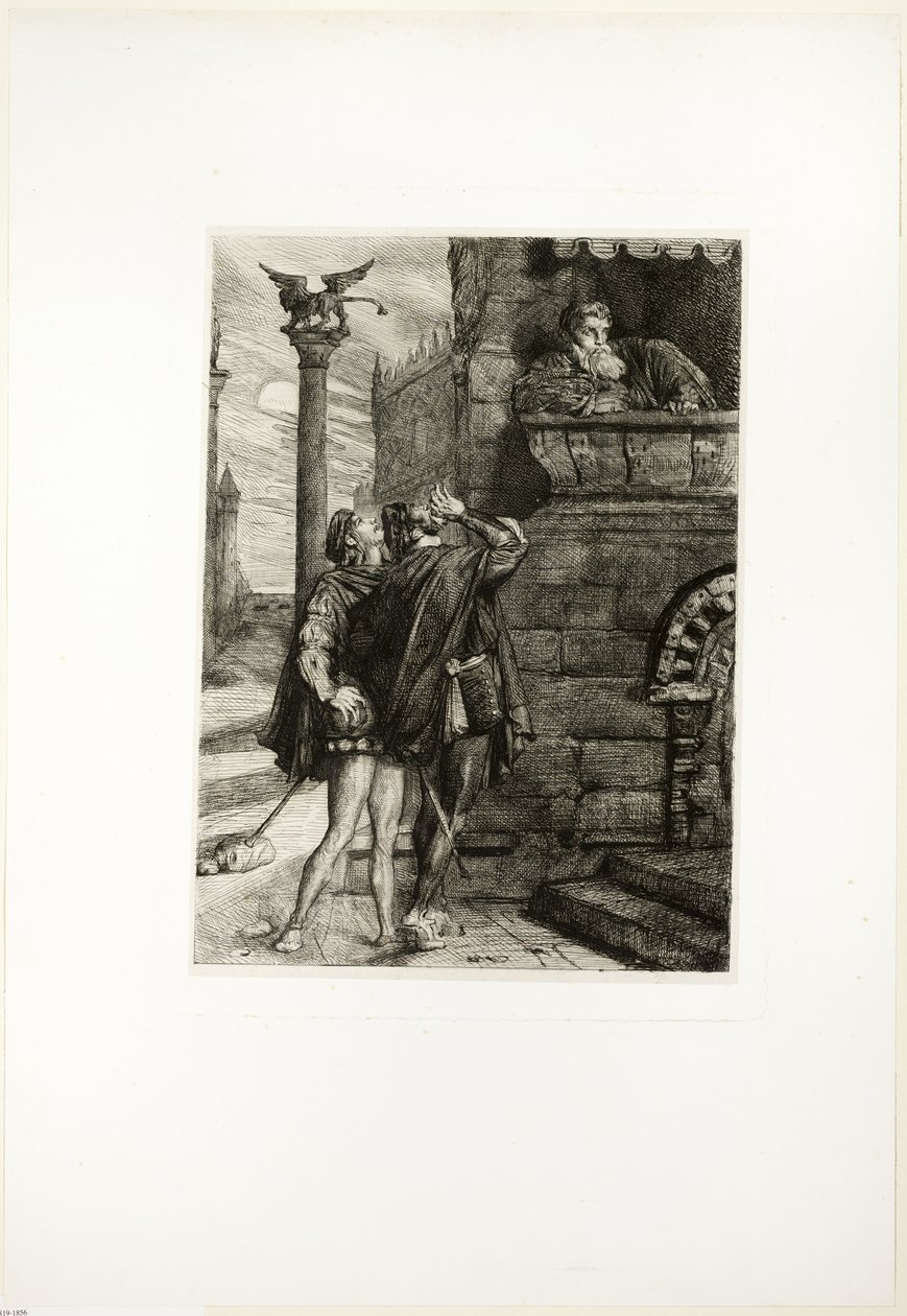 Owake! wat ho! Brabantio! dieven! dieven!, plaat één uit Othello door Théodore Chassériau