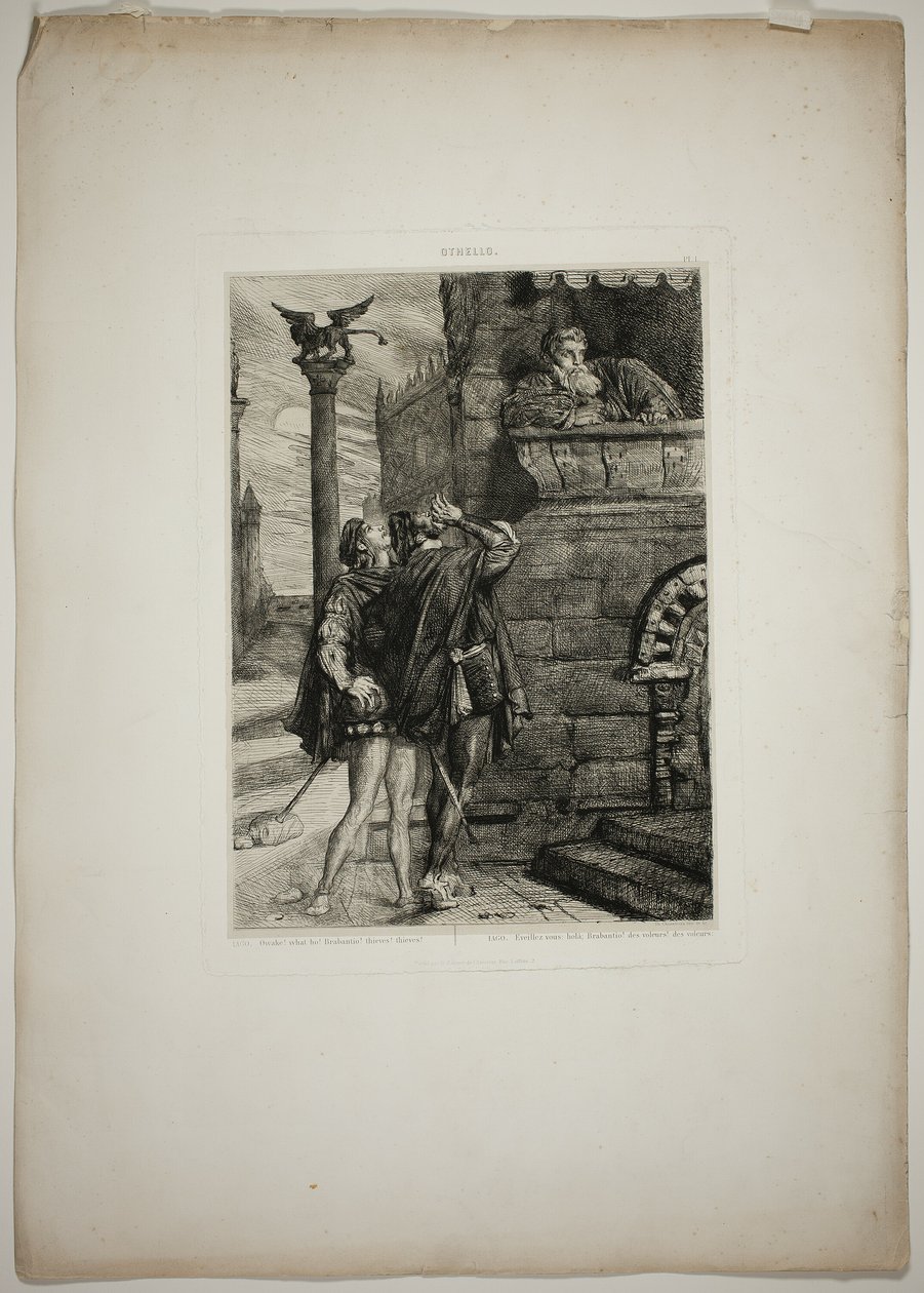 Owake! wat ho! Brabantio! dieven! dieven!, plaat één uit Othello door Théodore Chassériau