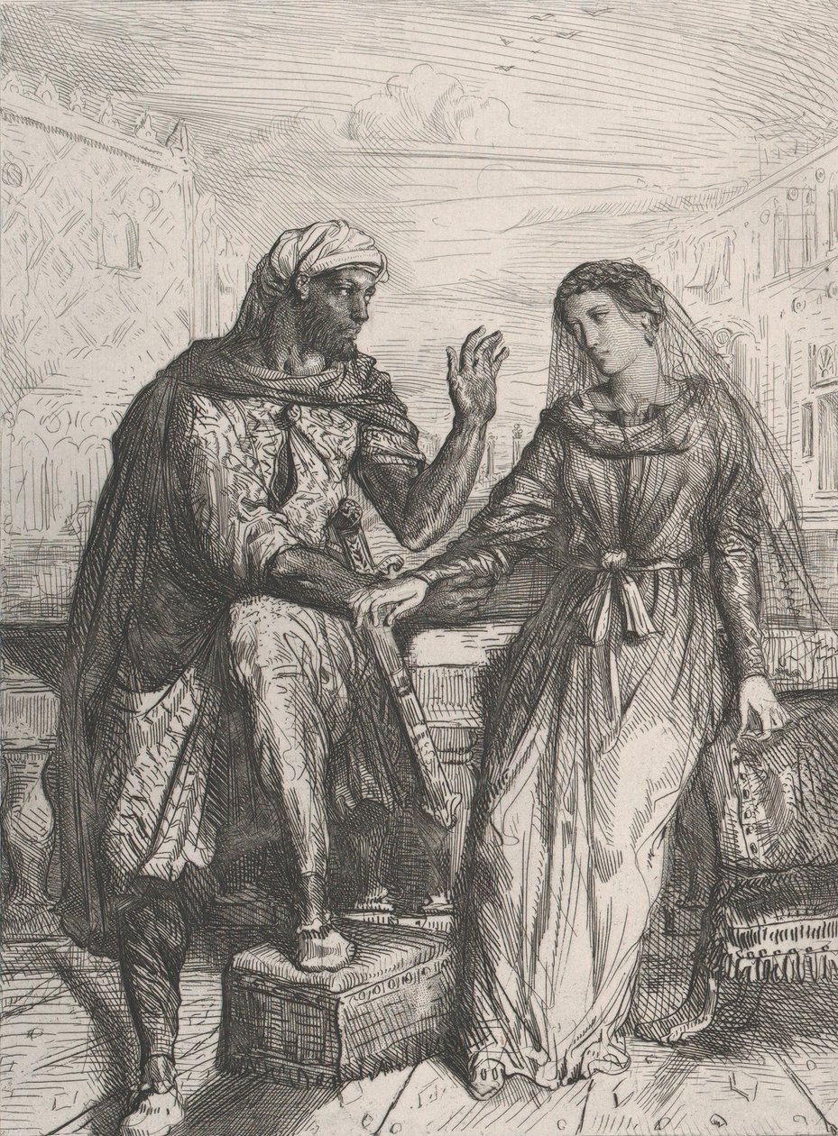 Ze bedankte me: plaat 2 uit Othello Act 1, Scene 3 door Théodore Chassériau
