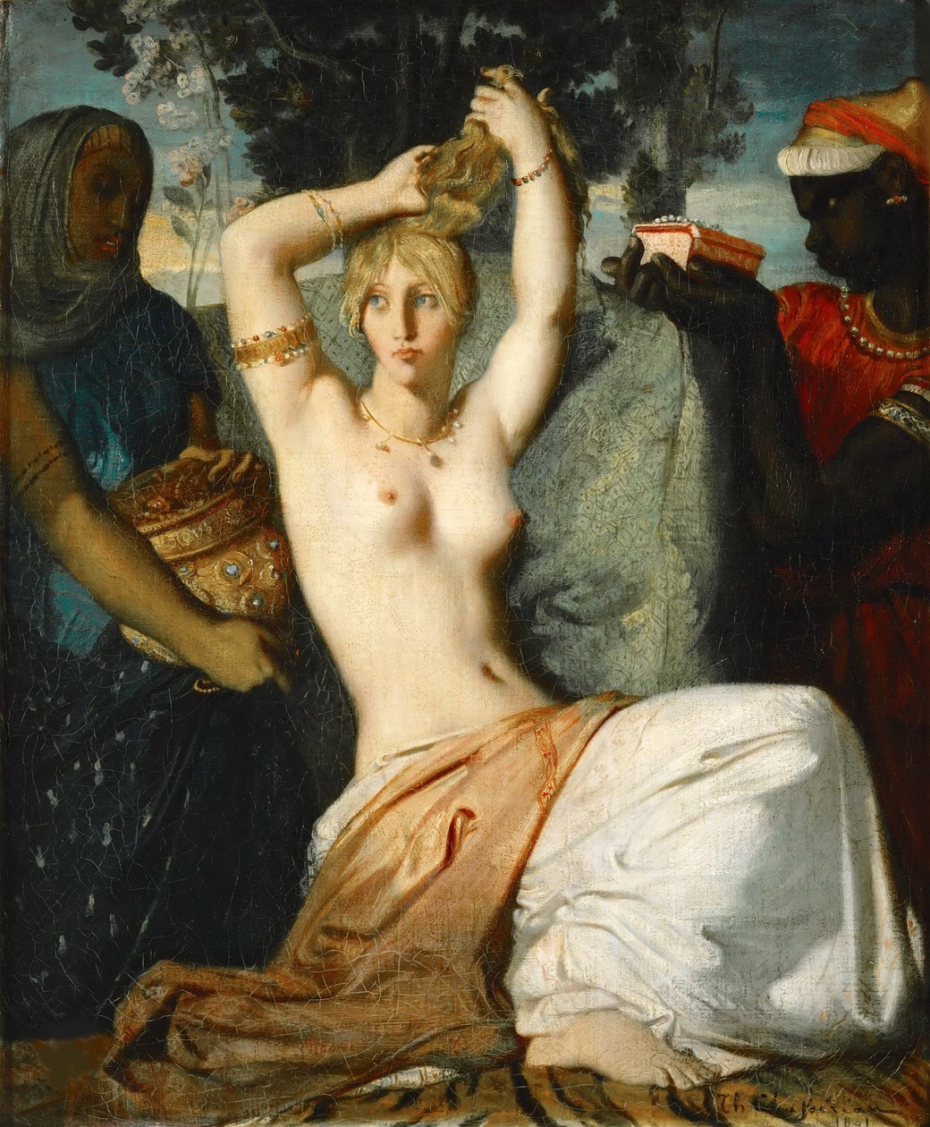 De Toilette van Esther Esther Bereidt zich voor om aan Koning Ahasveros te worden Voorgelegd door Théodore Chassériau