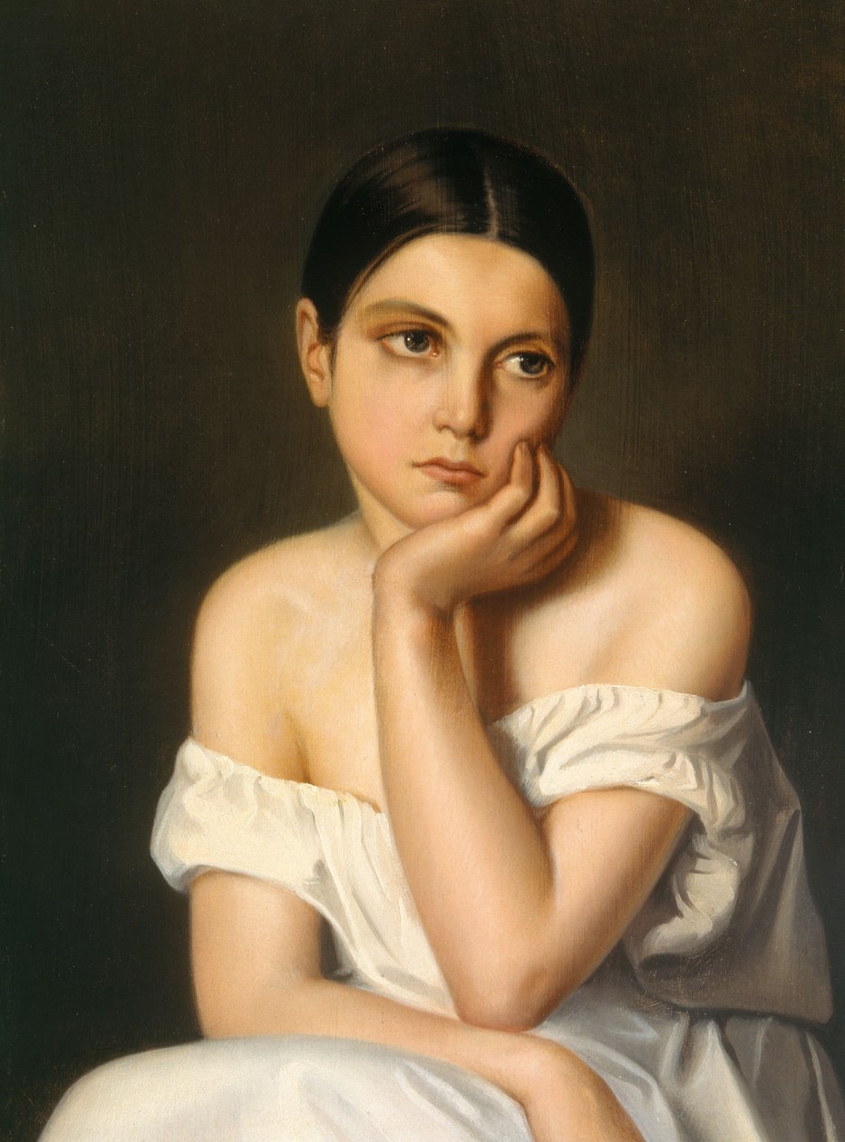 Jong meisje (melancholie), ca. 1833-35 (olieverf op karton) door Théodore Chassériau
