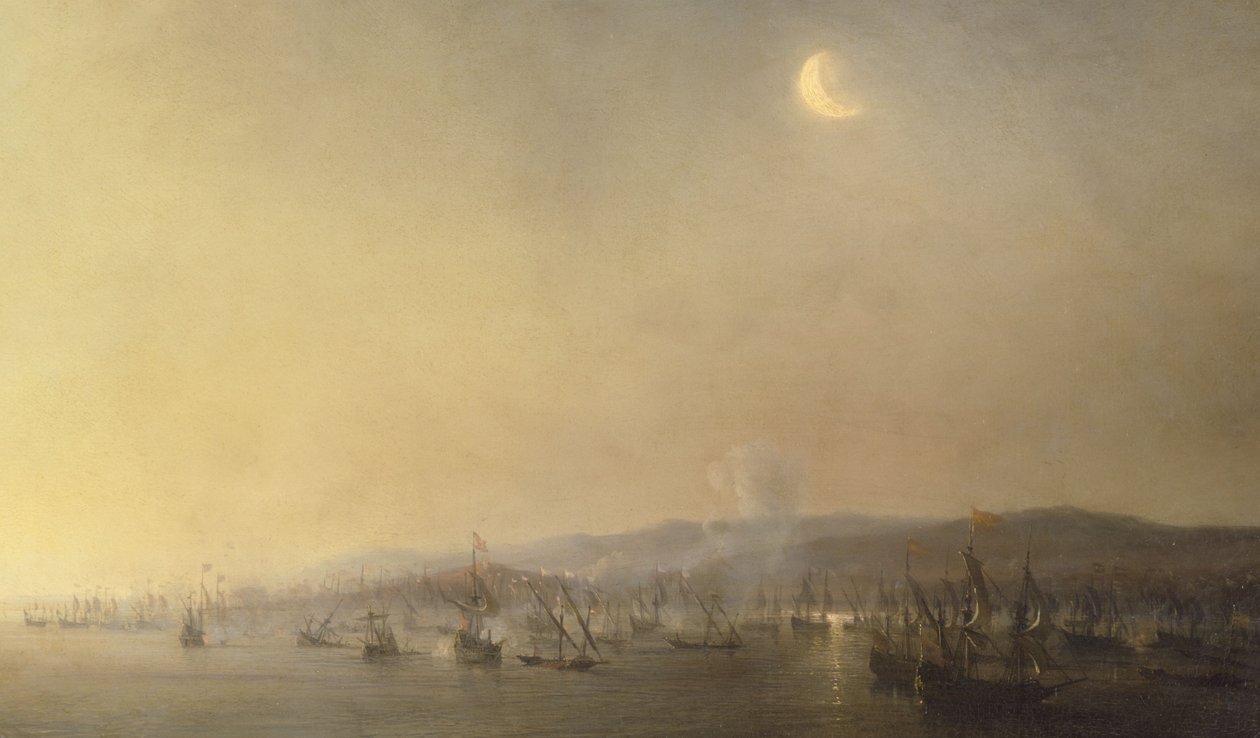 Zeeslag bij Cartagena op 3 september 1643 door Théodore Gudin in 1844 door Theodore Gudin