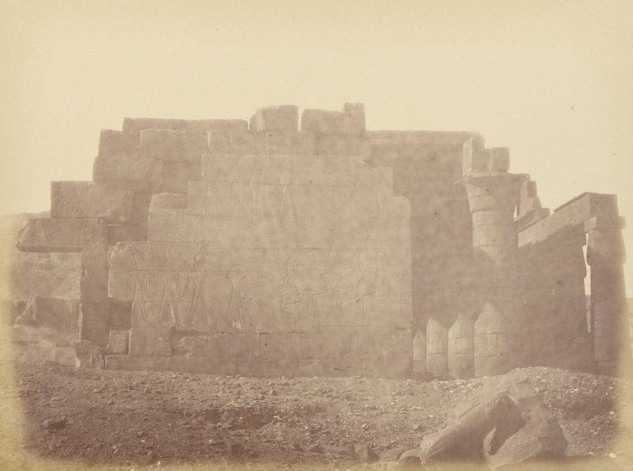 (Close-up van de Achterkant van het Ramesseum) door Théodule Devéria