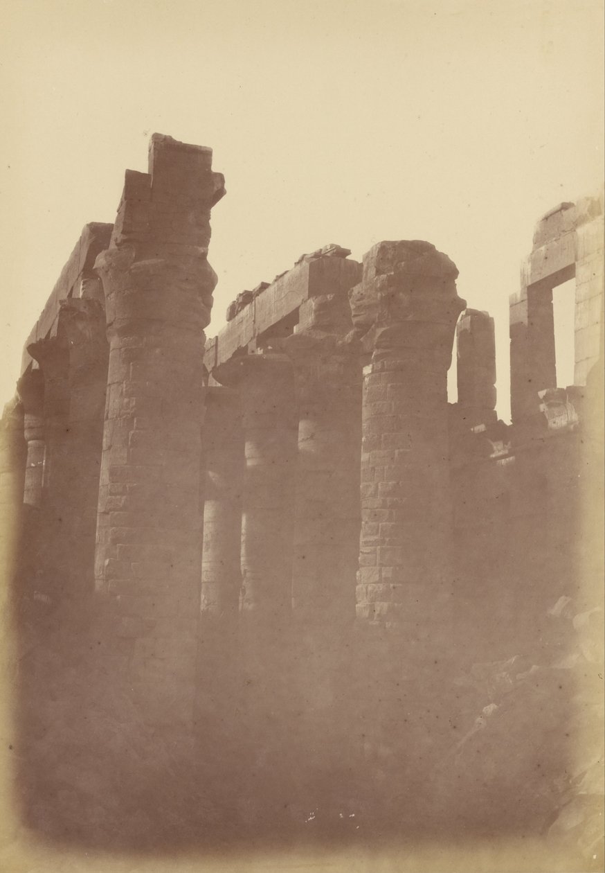 Dichtbijzicht van de Zuilen van de Hypostyle Kamer, Karnak door Théodule Devéria