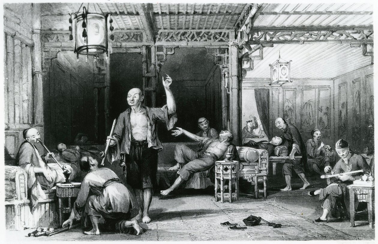 Chinese opiumrokers, 1843 door Thomas Allom