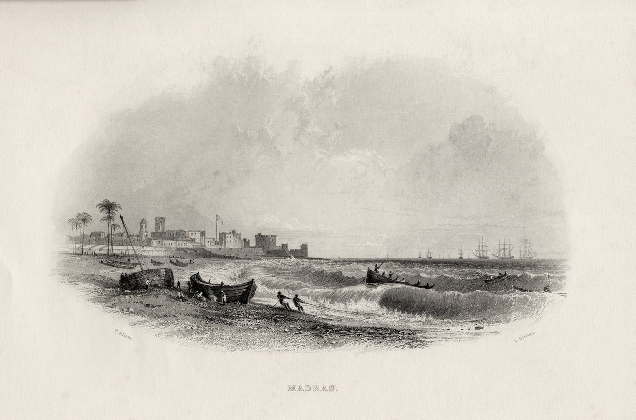Madras, India, gegraveerd door Charles Cousen (1815-89) door Thomas Allom
