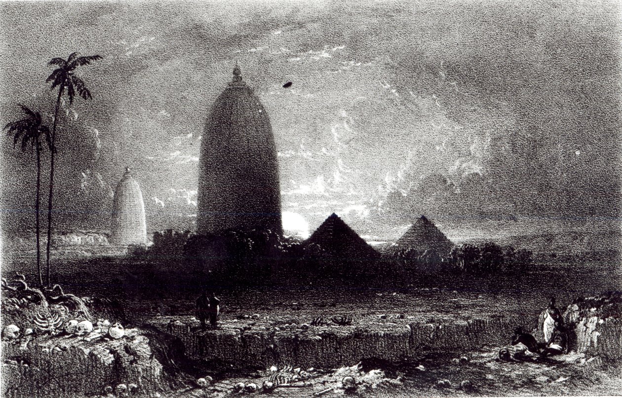 Jagannath Tempel, gegraveerd door A. Picken, 1837 door Thomas Bacon