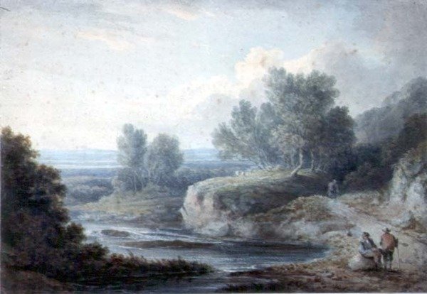 Rivier Scène met Figuren door Thomas Barker of Bath