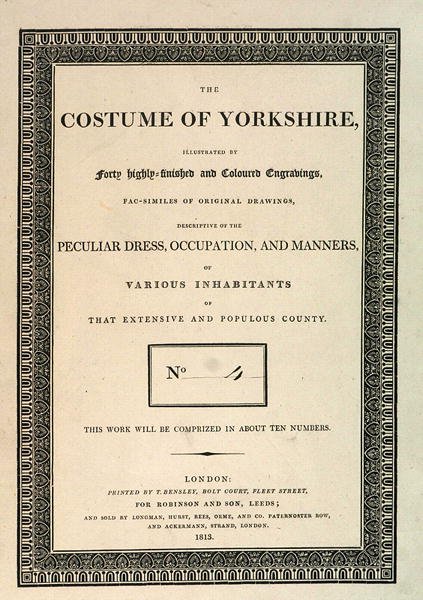 Voorkant van The Costume of Yorkshire, Deel IV door George Walker, 1813 door Thomas Bensley