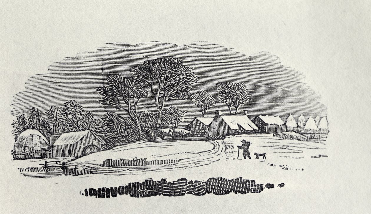 Nadering van een dorp in de winter, uit 